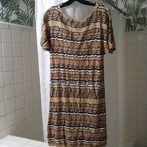 Chevron Knit Brown 60-70s-Like Print Dress - Laundry by Shelli Segal